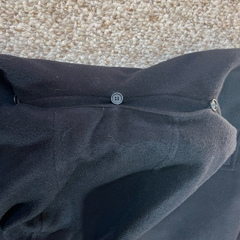 Classic LAUREN: Ralph Lauren BLACK Wool Blend Duffle Coat w Hood & Zipper Sz XL - Picture 12 of 13